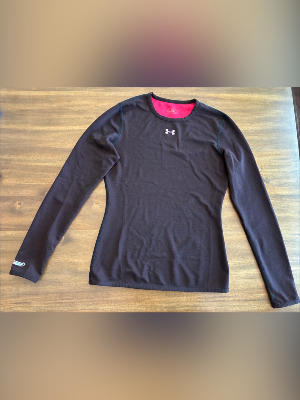 Under Armour Black Long-Sleeve Performance Shirt with Pink Collar